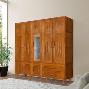 Guarda-roupa Imperatriz 5 Portas Castanho com Espelho Castanho