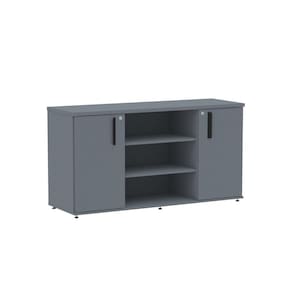 Armário Credenza 02 Portas Pivotante Credc1400 Grafito/Preto