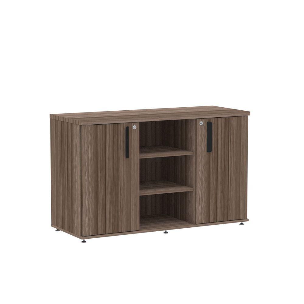 Armário Credenza 02 Portas Pivotante Credc1200 Walnut/Preto