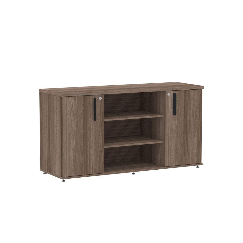 Armário Credenza 02 Portas Pivotante Credc1400 Walnut/Preto