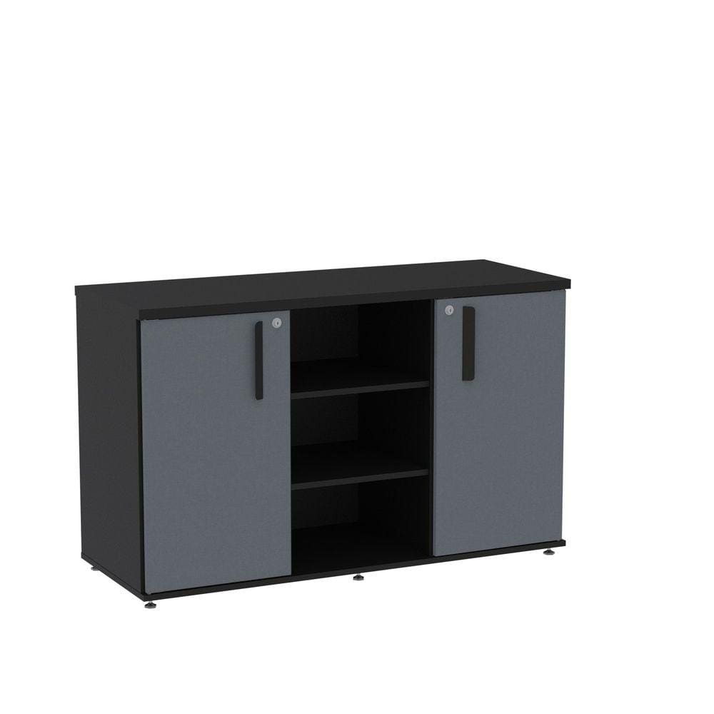 Armário Credenza 02 Portas Pivotante Credc1200 Preto/Grafito