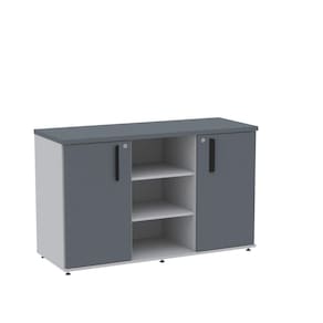 Armário Credenza 02 Portas Pivotante Credc1200 Cinza/Grafito