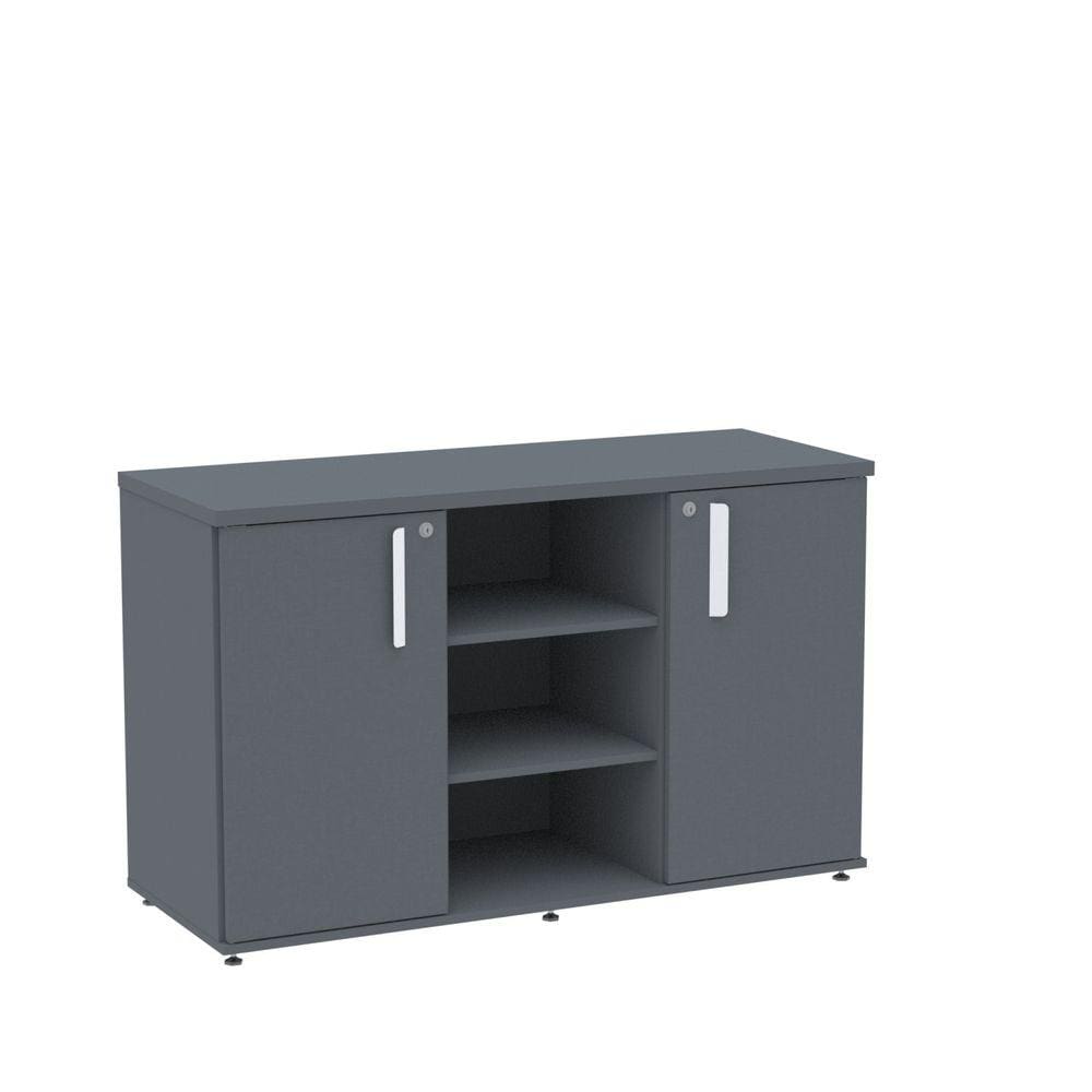 Armário Credenza 02 Portas Pivotante Credc1200 Grafito/Branco