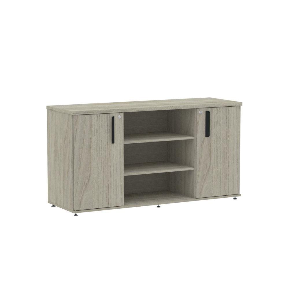 Armário Credenza 02 Portas Pivotante Credc1400 Nogueira Casablanca/Preto
