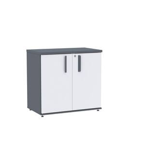 Armário para Escritório Baixo 02 Portas Pivotante Abc745 Grafito/Branco