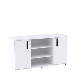 Armário Credenza 02 Portas Pivotante Credc1400 Branco/Preto