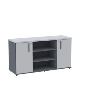 Armário Credenza 02 Portas Pivotante Credc1400 Cinza/Grafito
