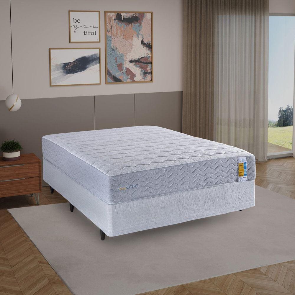 Colchão Queen Enrolado Molas Ensacadas 158cm Bumpcore Branco / Cinza