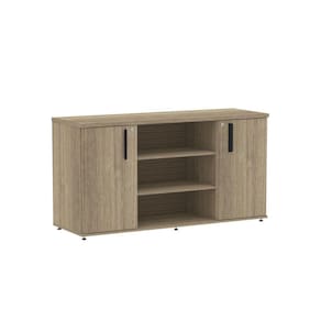 Armário Credenza 02 Portas Pivotante Credc1400 Noce Naturalle/Preto