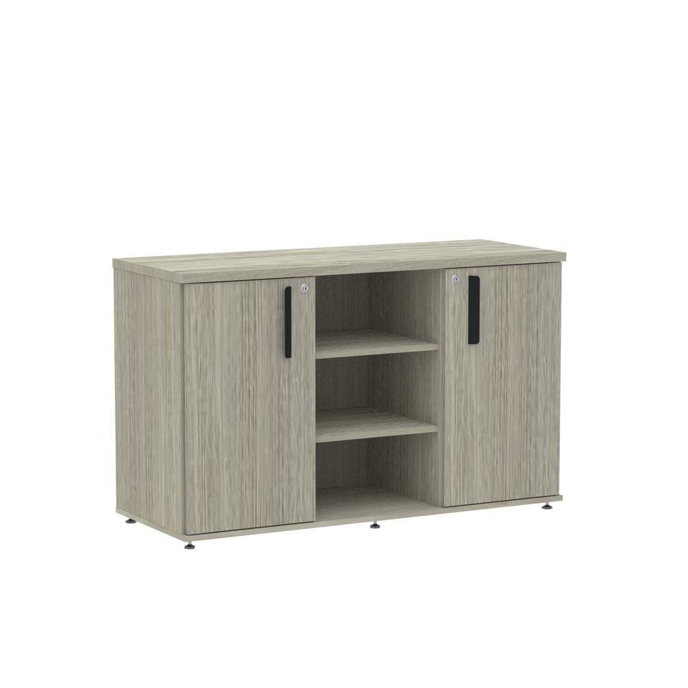 Armário Credenza 02 Portas Pivotante Credc1200 Nogueira Casablanca/Preto