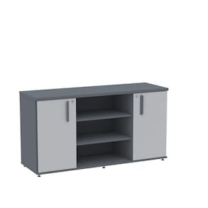 Armário Credenza 02 Portas Pivotante Credc1400 Cinza/Grafito