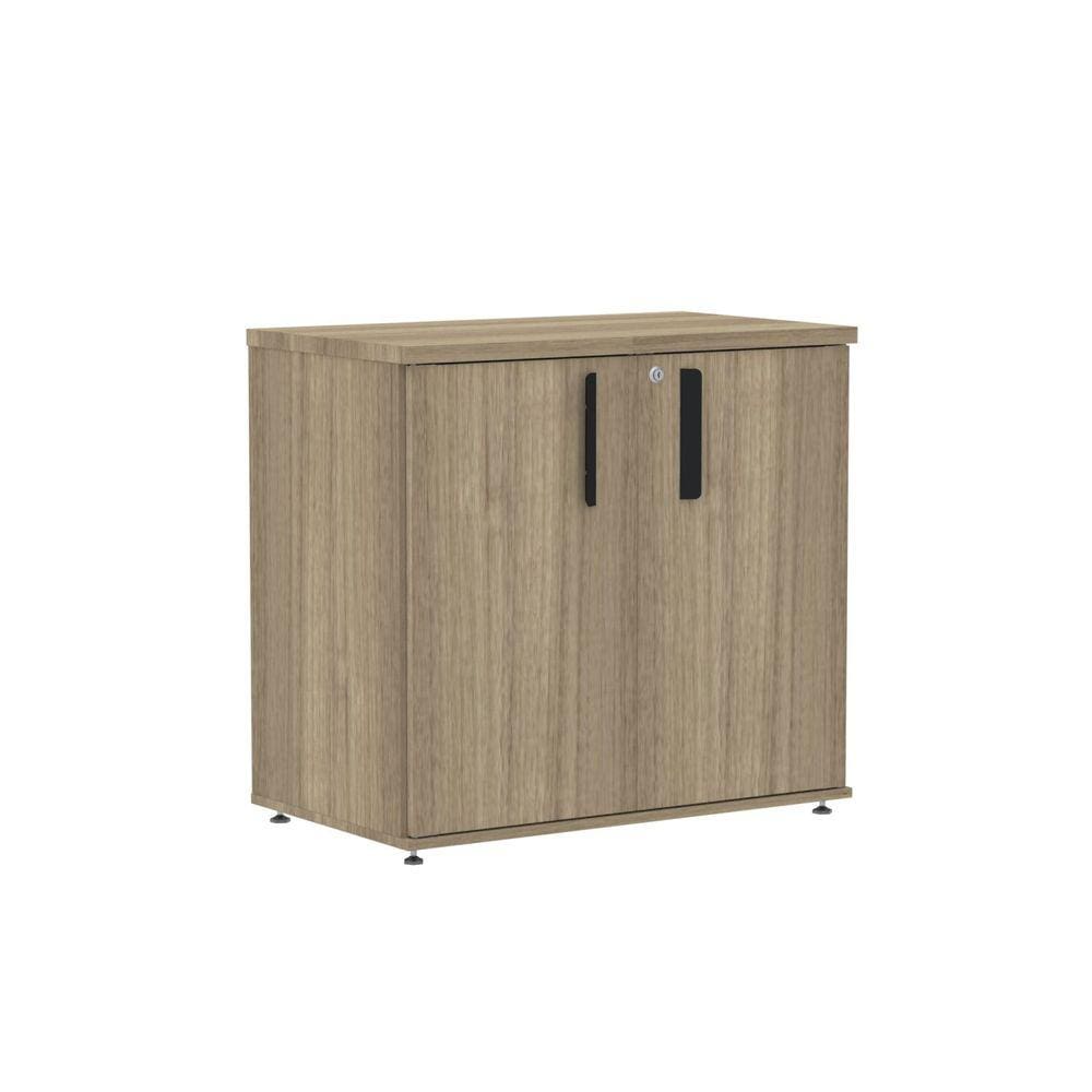 Armário Baixo 02 Portas Pivotante Abc745 Noce Naturalle/Preto