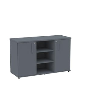 Armário Credenza 02 Portas Pivotante Credc1200 Grafito/Preto