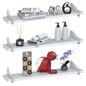 3 Prateleiras De Madeira Estilo Industrial Suspensa Max60Bb