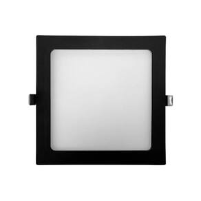 Plafon Painel Led Embutir Quadrado 18w 3000K Preto Luz Quente Decoração