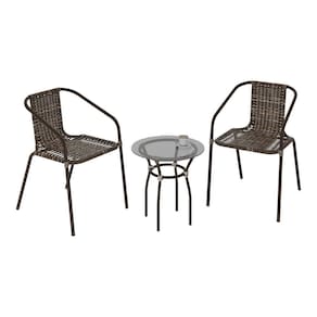 Conjunto Jardim Mesa Centro Vidro 50cm 2 Cad. Cr8007 Café