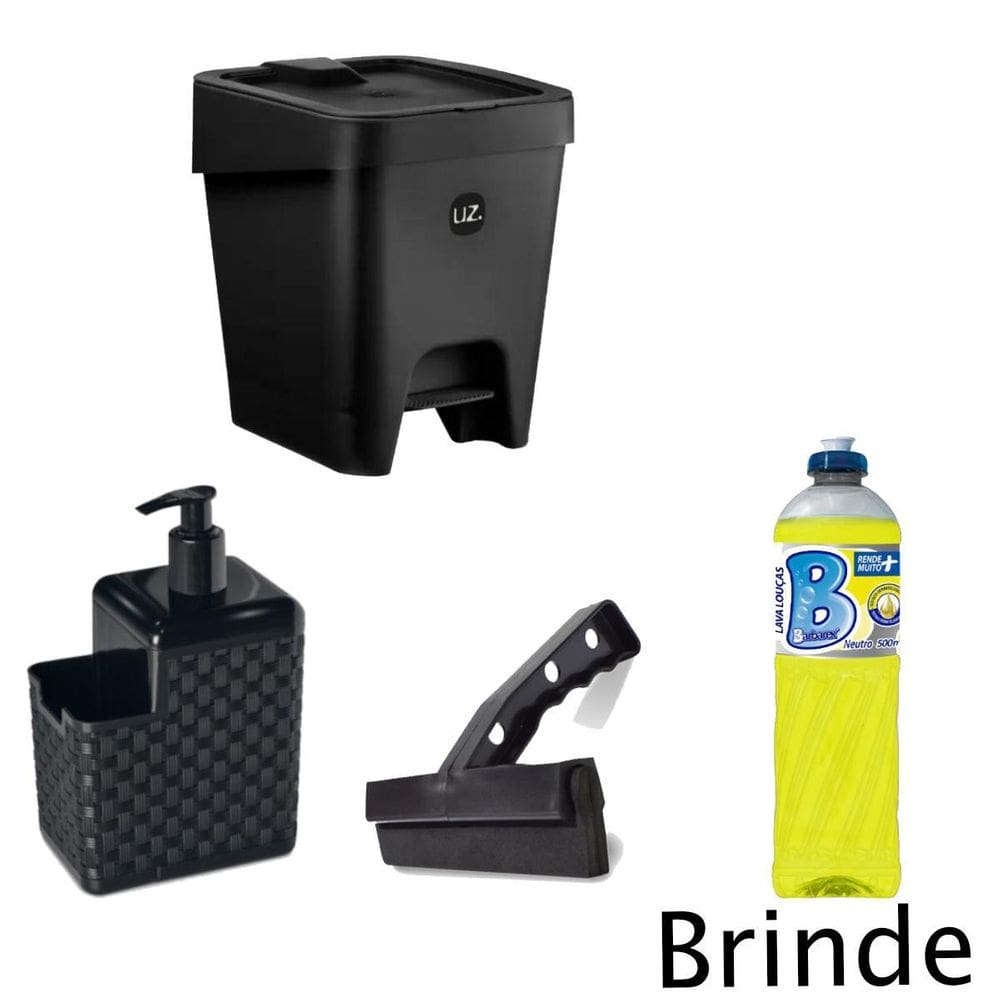 Conjunto Lixeira 8L E Dispenser +  Detergente