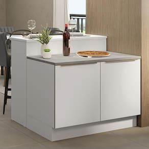 Ilha De Cozinha Com Bancada E Balcão 120 Cm Branco Lux Madesa Branco