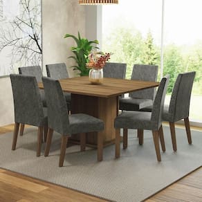 Sala De Jantar Mesa Tampo De Madeira 8 Cadeiras Rustic-silver Doris Madesa Rustic-silver