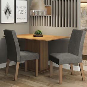 Sala De Jantar Mesa Tampo De Madeira 2 Cadeiras Rustic-silver Manu Madesa Rustic-silver