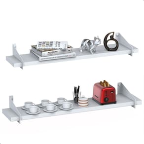 2 Prateleiras De Madeira Estilo Industrial Suspensa Max50Bb