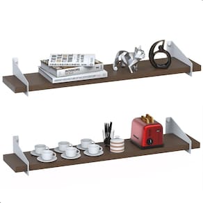 2 Prateleiras De Madeira Estilo Industrial Suspensa Max60Bm