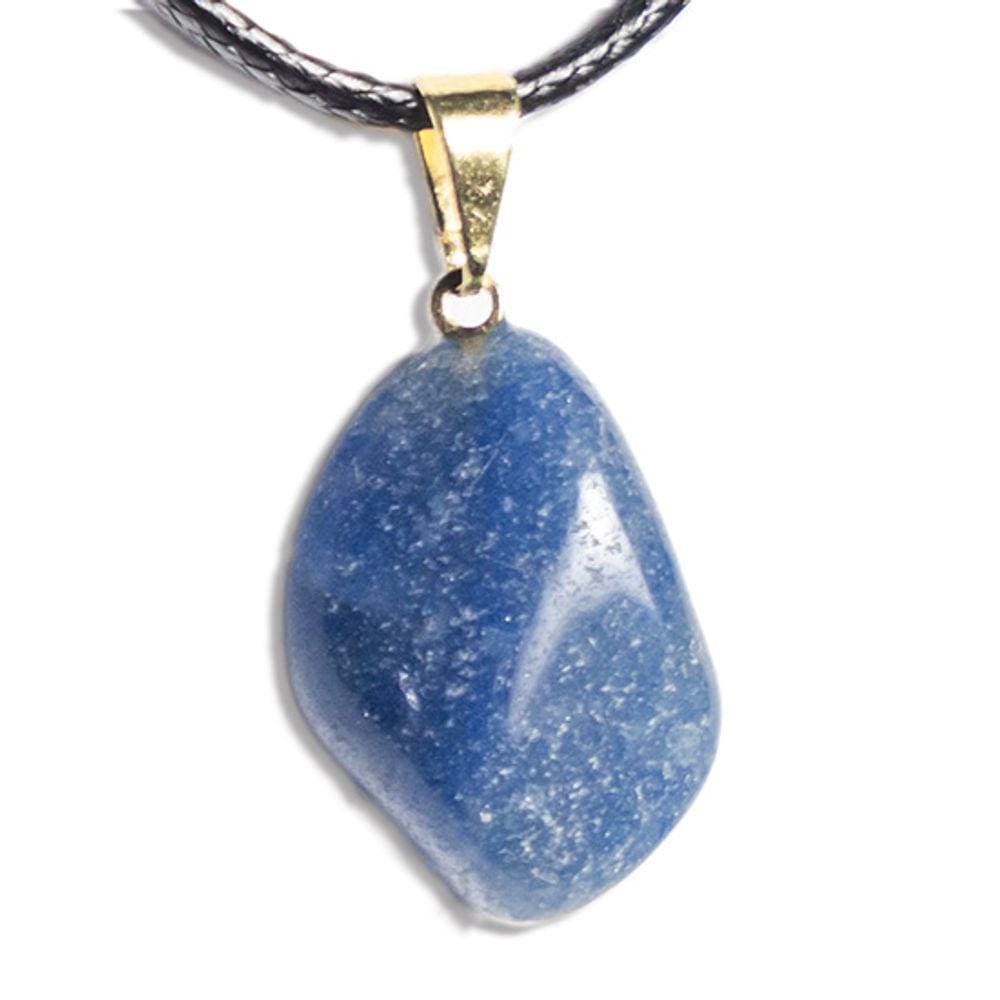 Colar Pedrinha Quartzo Azul Natural Montagem Pino Dourado