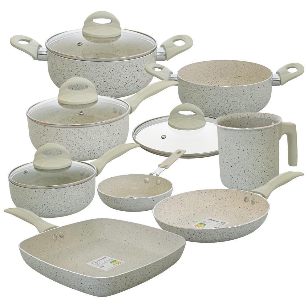 Conjunto de Panelas Antiaderente Revestimento Cerâmica Vanilla Ibiza 8 Peças - Casambiente