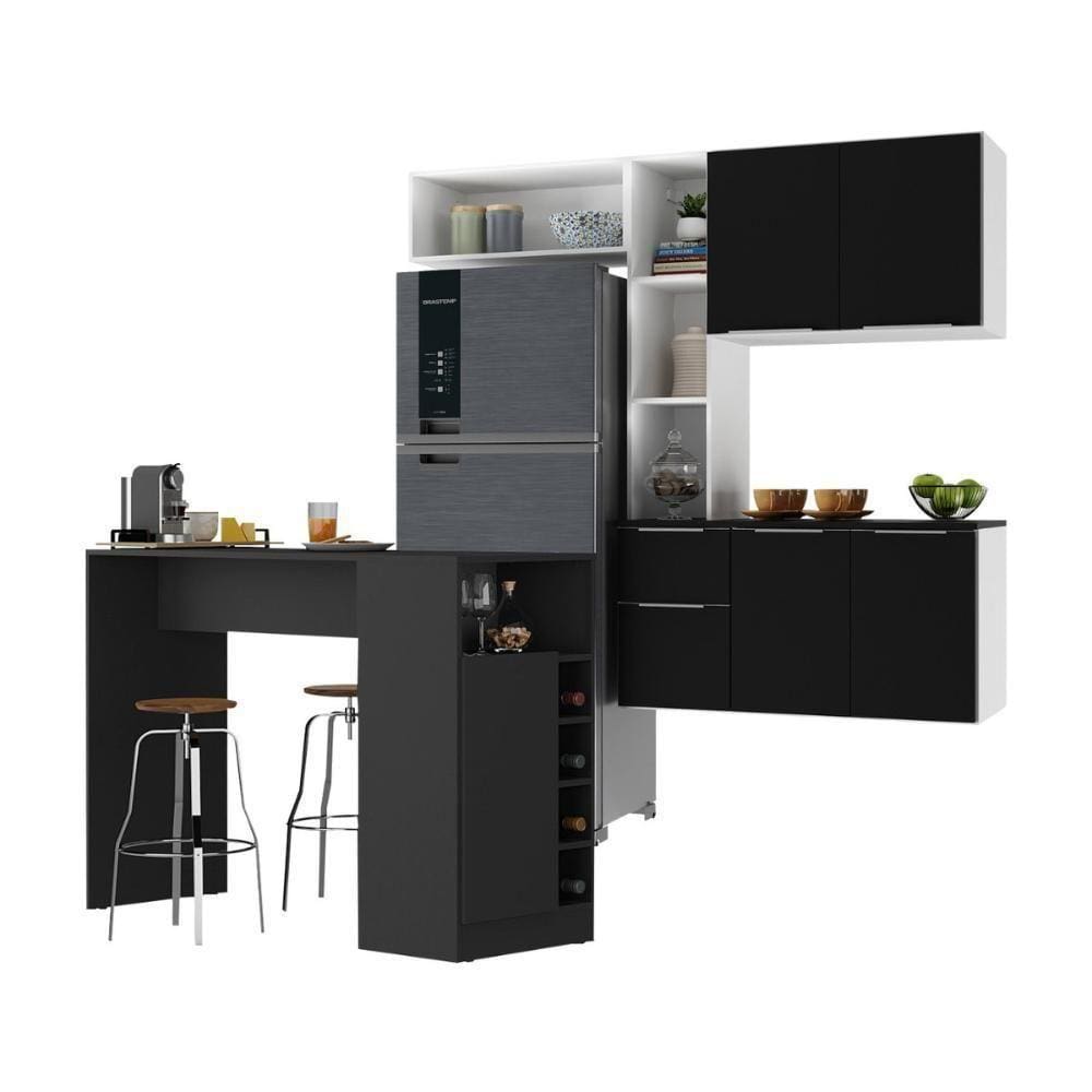 Armário Cozinha Suspensa Multimóveis Mp2198 Branco/preto