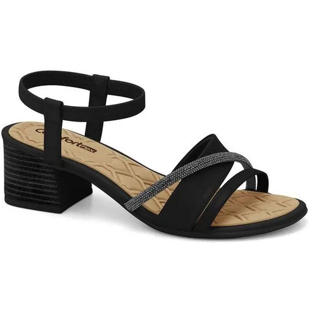 Sandalia Comfortflex Ultraconforto Fivela Saltinho Strass 2456303