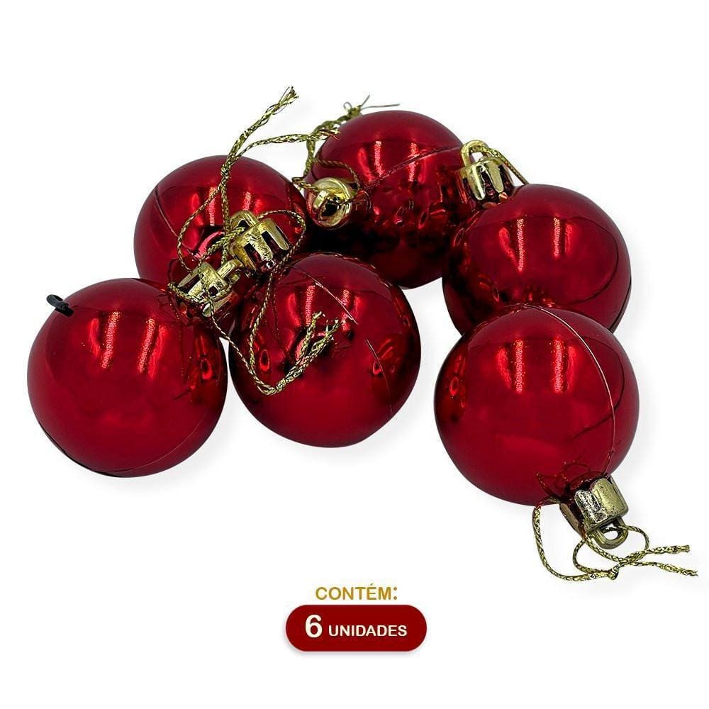 Kit 6 Bolinhas 4Cm Enfeitar Decorar Pendurar Árvore Natal