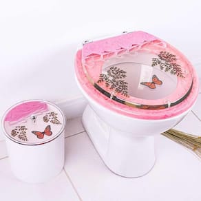 Assento Sanitário Para Louças Belle Epoque E Lixeira Decoradas
