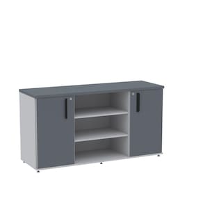 Armário Credenza 02 Portas Pivotante Credc1400 Cinza/Grafito