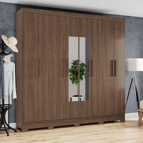 Guarda-roupa 8 Portas 4 Gavetas com Espelho B51 Castanho HP