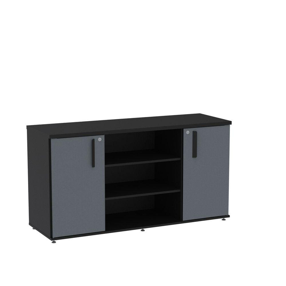 Armário Credenza 02 Portas Pivotante Credc1400 Grafito/Preto