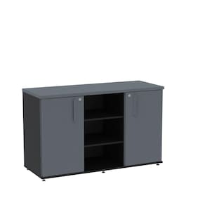 Armário Credenza 02 Portas Pivotante Credc1200 Preto/Grafito