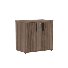 Armário Baixo 02 Portas Pivotante Abc745 Walnut/ Preto
