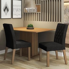 Sala De Jantar Mesa Tampo De Madeira 2 Cadeiras Rustic-oxford Tainá Madesa Rustic-oxford