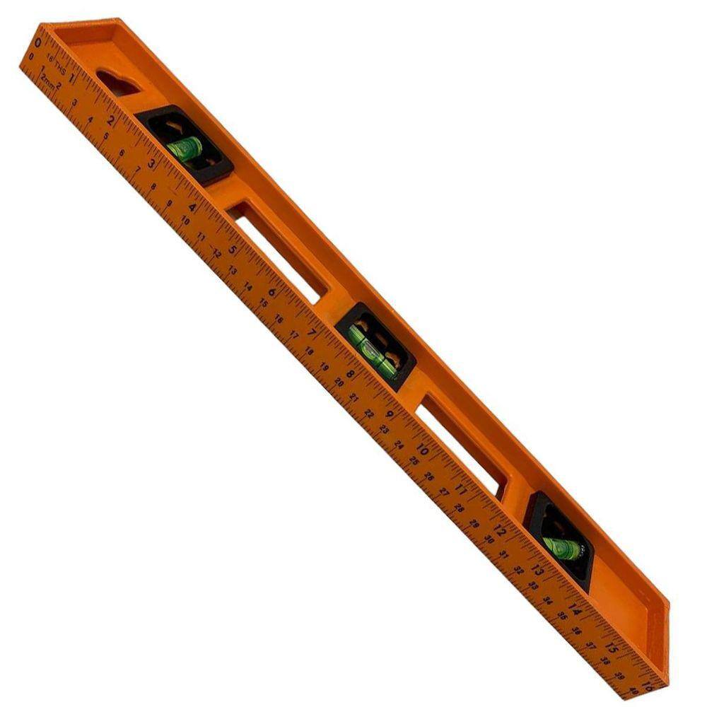 Nível Laranja De Polipropileno De 40Cm Com 3 Bolhas E Régua.