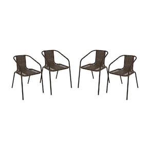 Kit 4 Cadeiras De Jardim Junco Sintético Multimóveis Cr8009 Café Mesclado