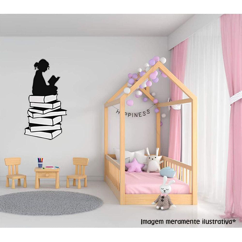 Adesivo De Parede Menina Lendo Livro