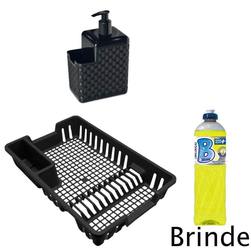 Kit Escorredor 12 Pratos E Dispenser + Detergente