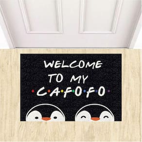 Tapete Capacho Divertido Welcome To My Cafofo Pinguins LGBT.