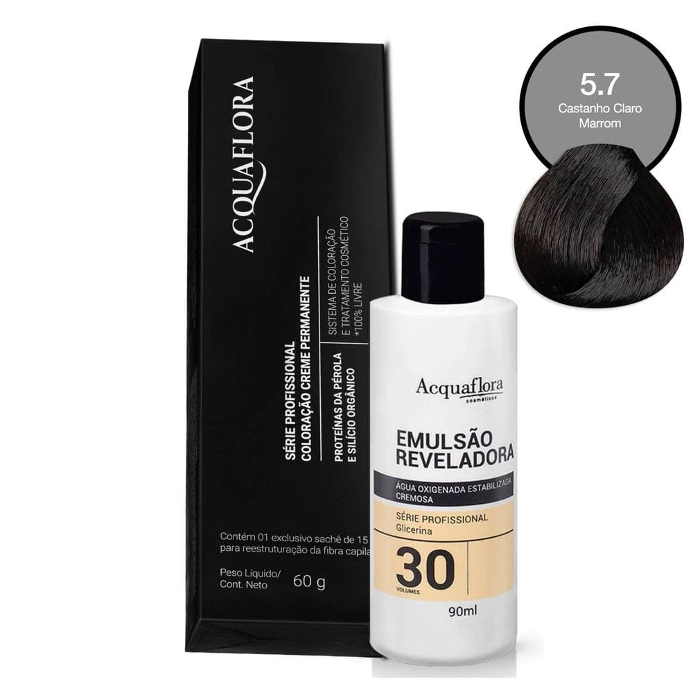 Coloração Acquaflora 5.7 60g + Água Oxigenada 30 Volumes 90ml
