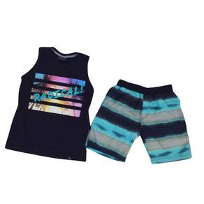 Conjunto Vrasalon Verão Masc Bermuda Tactel Colorido