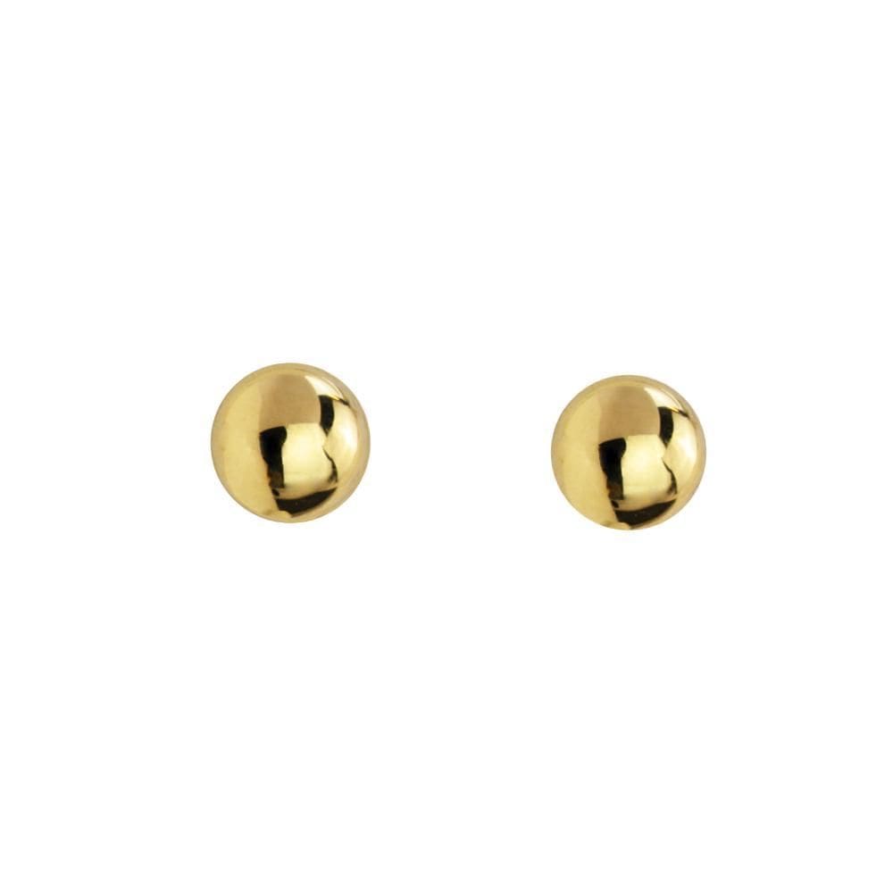 Brinco 5 Mm Chapa Lisa Redonda Em Ouro 18K