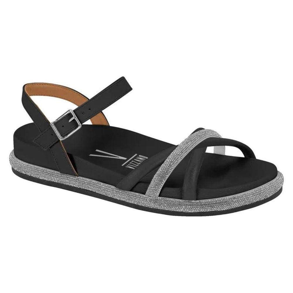 Sandália Vizzano Pedraria Strass Anatômica Preto Cristal