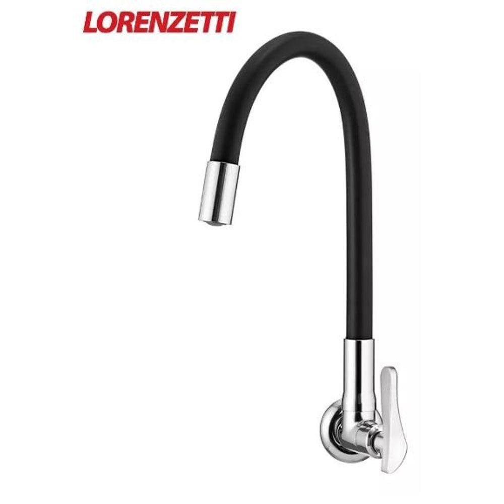 Torneira Lorenzetti Lorenflex 1178 B27 com Bica Flexível de Parede Preta