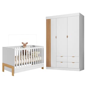 Jogo de Quarto Infantil Ayla com Guarda Roupa e Berço - Phoenix Baby