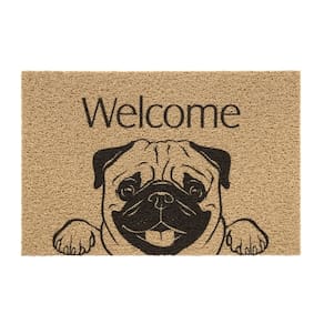 Capacho Vinil Pet 40cm x 60cm Welcome Pug Kapazi